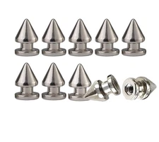 Metal Spikes for Genuine Leather Spike Dog Collar in Silver Color Pack of 10
