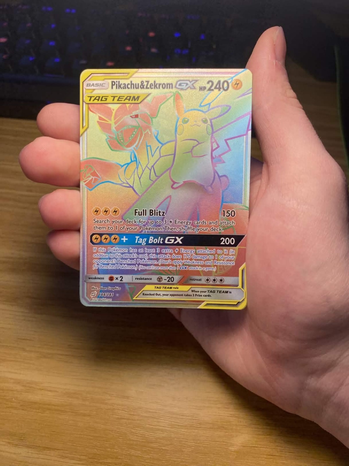 Pikachu & Zekrom GX #184 Pokemon SM Team Up Secret Rare