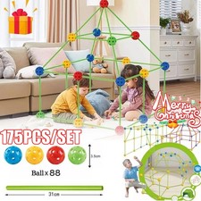 175pcs Kids Construction Fort Building Kit Castles 3D Play House Tent Toy Gift
