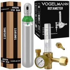 VOGELMANN Argon 4.8 99,98% 8L 150 bar Gasflasche + Druckminderer Rotameter