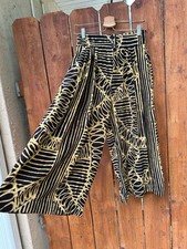 Vintage Platinum By Dorothy Schoelen High Waist Wide Leg Coulottes 10 Black Gold