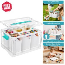 24 QT Clear Craft Organizer with 6 Inserts - Elegant Art Supply Storage
