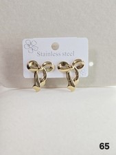 Stainless Steel Gold Tone Bow Stud Earrings