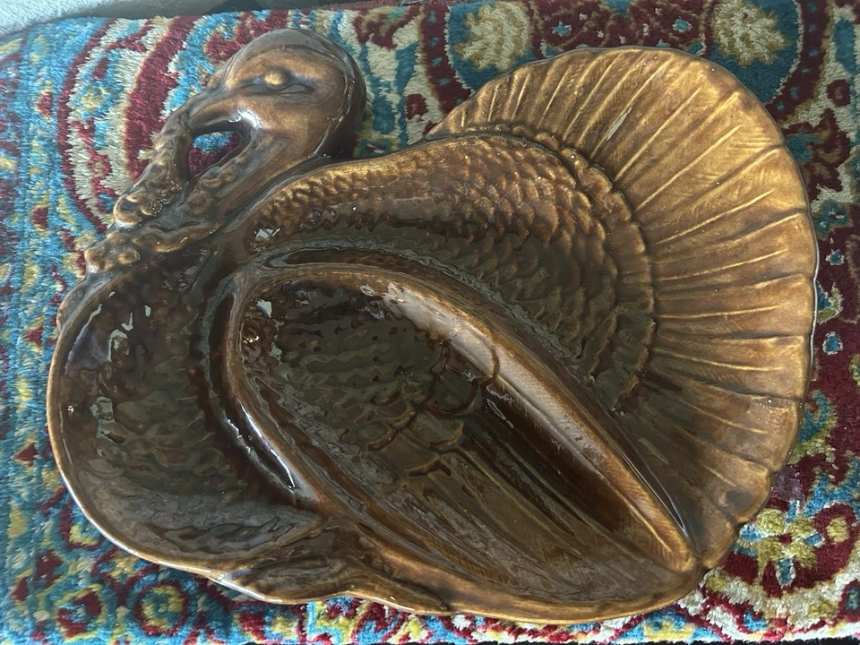 Plato de servir vintage con forma de pavo marrón 13,5x10 excelente estado Foto 2 de 4