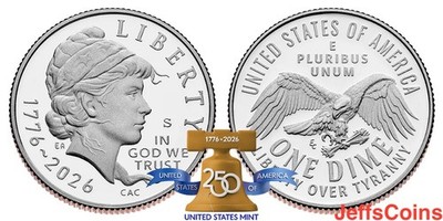2026 S Clad Proof Emerging Liberty Dime via US Mint Set 10 Cent 1776 Presale