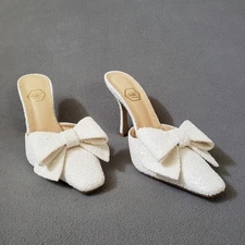 Nalebe Dimante Mules Glitter White Size 39 Bridal Season Bachelorette HOCO