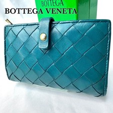 Bottega Veneta Maxi Intrecciato Leather Wallet Blue Near Mint Japan