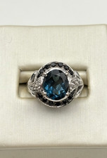 STERLING SILVER 925 INDIA OVAL LONDON BLUE TOPAZ 2.6mm BAND SIZE 5 RING 6g