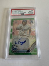 Wander Franco #CPA-WF 2019 Bowman Chrome Refractor Autograph Green /99 PSA 9/10
