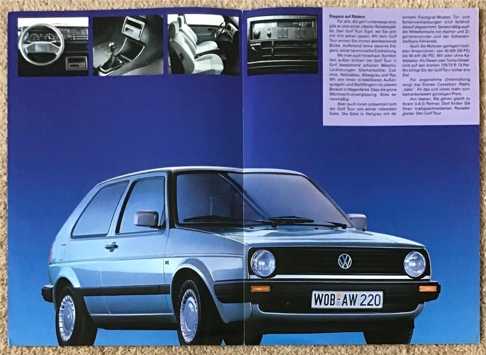 VOLKSWAGEN GOLF TOUR Car Sales Brochure Nov 1987 #715/1800.04.00  GERMAN TEXT - Image 2 of 2