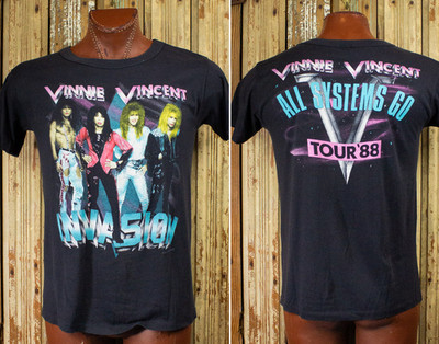Vintage Vinnie Vincent All Systems Go Concert T Shirt 1988 Black