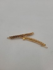 Set Of 2 Vintage Hair Barrette Gold Tone Metal Chain Link Hair Accessory France