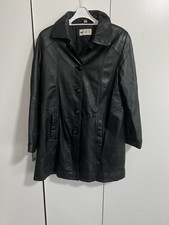FABIANI Damen Ledermantel Gr. 38 | ECHTES LAMMLEDER Schwarz | Langer Lederblazer