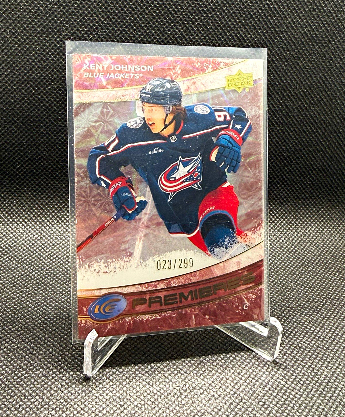 Upper Deck 2022-23 Ice Kent Johnson Blue Jackets Ice Premieres Red #244 /299