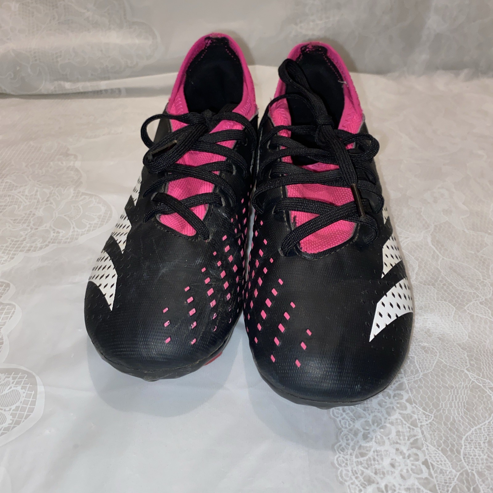 Adidas Predator Soccer Cleats Black And Pink Kids Junior Girls Size 3 Preowned thumbnail 8