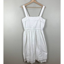 Madewell Tiered White Lace Eyelet Midi Dress 12 L Large Sleeveless
