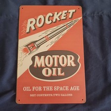 8" X 12" Metal Sign Man Cave Garage Bar Oil Gas Wall Art Auto Rocket Motor Oil