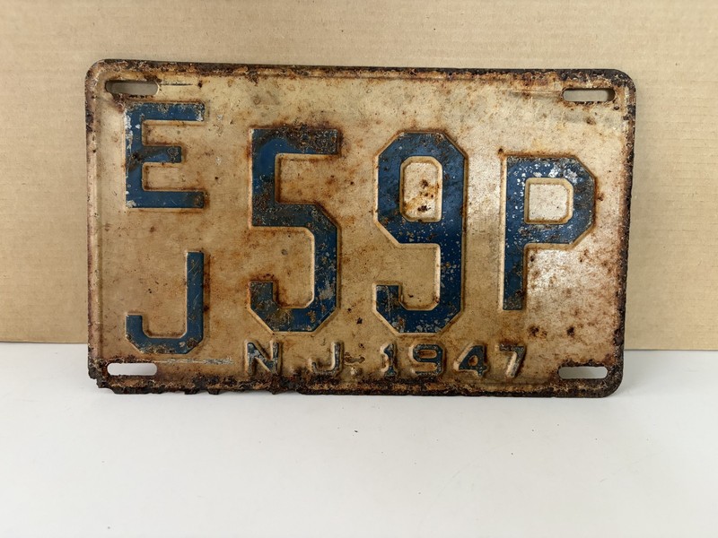 1947  NEW JERSEY  LICENSE PLATE