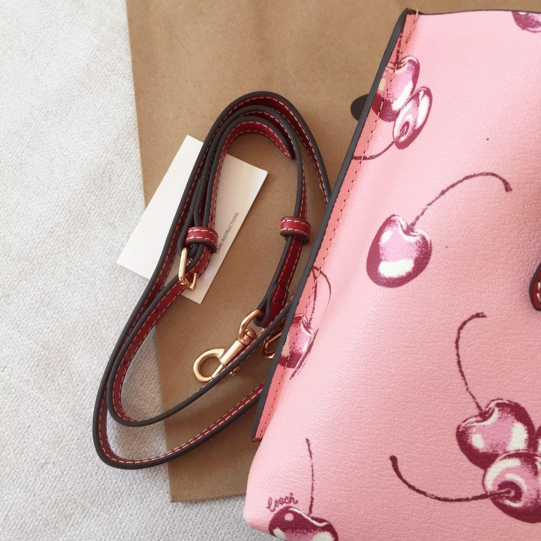 COACH CR293 Mollie Tote 25 2way Shoulder Bag Canvas Leather Cherry