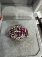 925 Sterling Silver Ring Ruby Natural Gemstone jewelry Size 7 Buckle Design