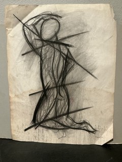 Vintage Mod Figure Study Signed Feininger