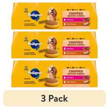  3 pack Pedigree Chopped Ground Dinner Chicken  Beef Wet Dog Food, 13.2 oz x12