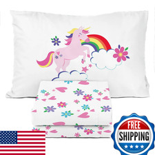 Sunny Side Up Rainbow Unicorns 3-Piece Toddler Bedding Set Microfiber