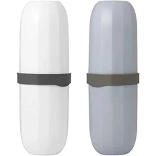 3-in-1 Portable Travel Toothbrush Case with Tumblers, Holder & Storage Organizer