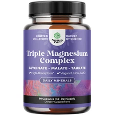 Triple Magnesium Complex Supplement Elemental - Sleep Muscle Non GMO Vegan