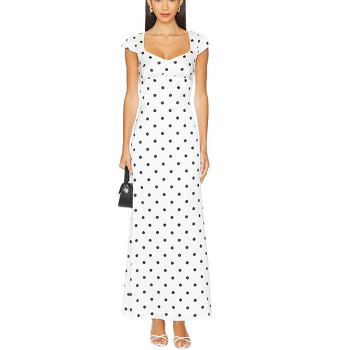 paper heart brown polka dot dress Adley Soft Satin Maxi Dress  Brown Satin Evening Gown L (12)