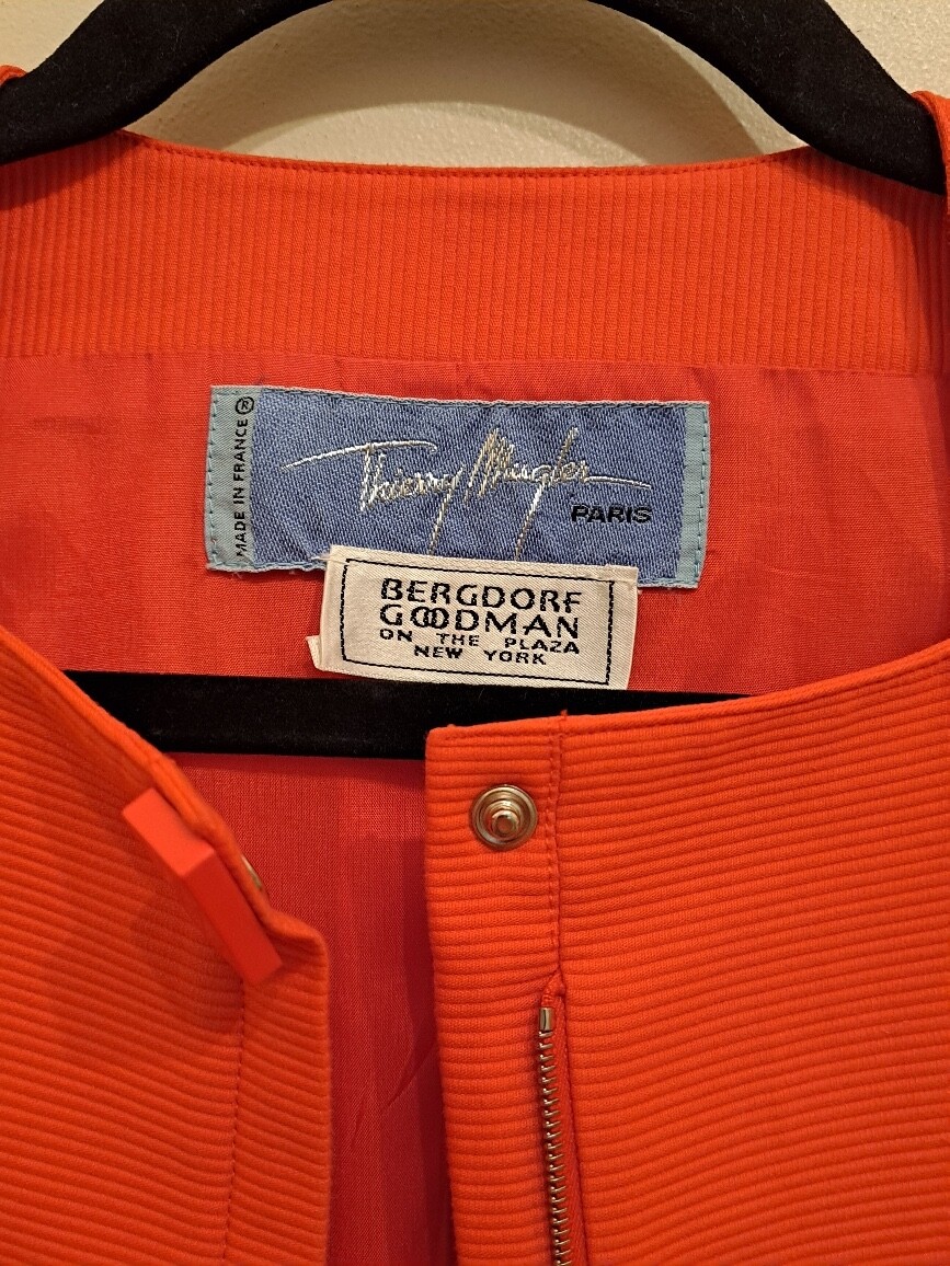Thierry Mugler Vintage Orange Rib Cotton S/Sleeve Jacket