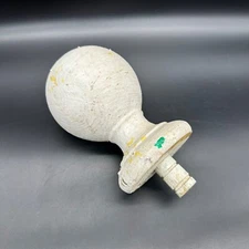 Vintage Wood Finial Newel Post Topper Chippy White Paint Architectural Salvage