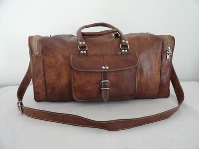 Best Brown Leather HoldDAll Duffle Bag Weekend Travel Luggage