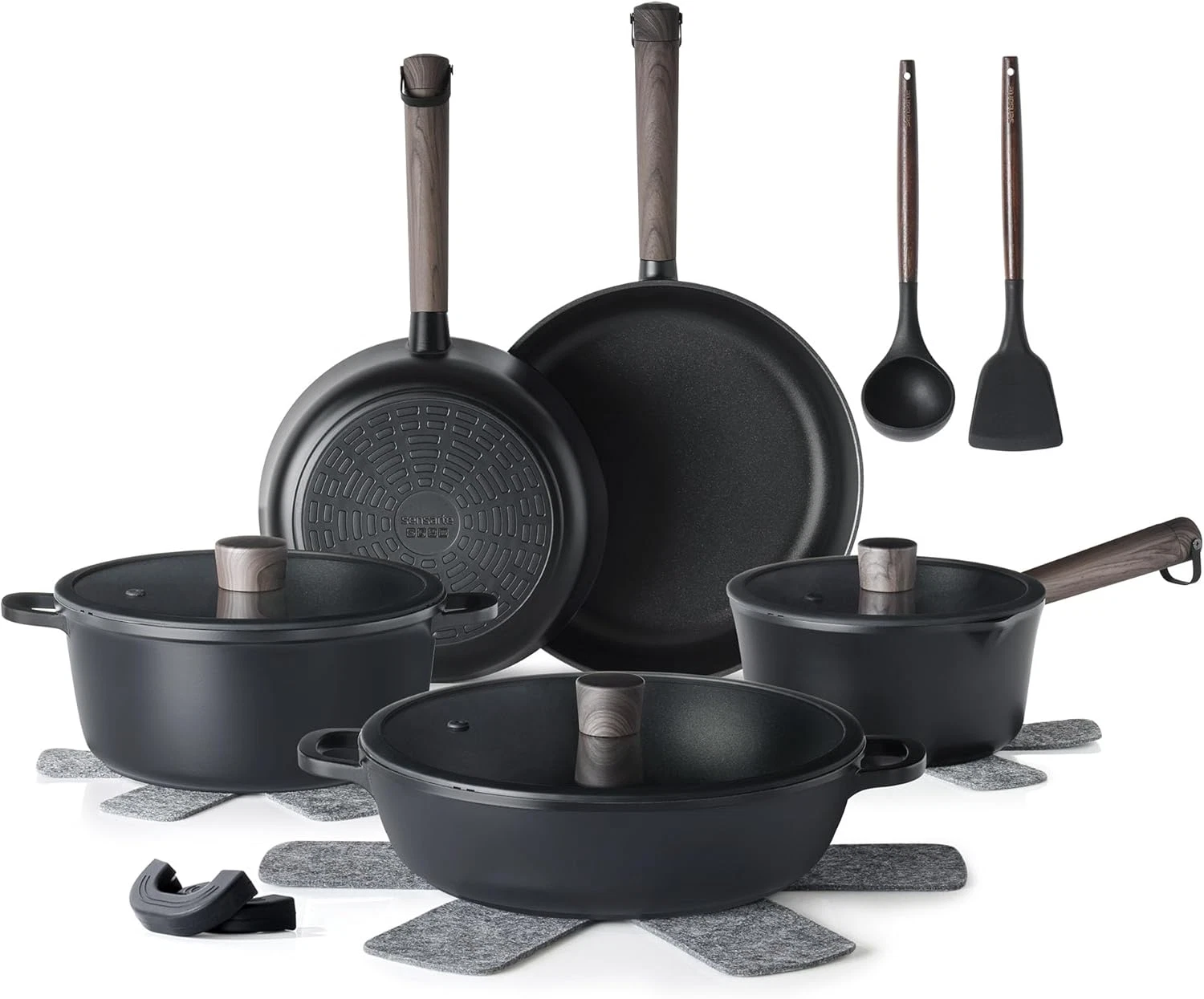 15-Piece Nonstick Cookware Set, Dishwasher Safe, Induction Compatible, Black
