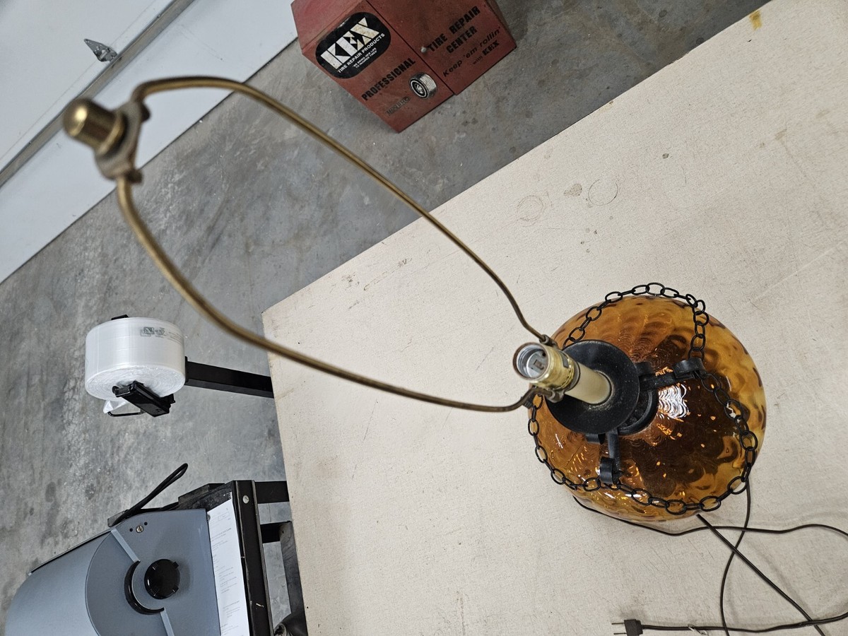 Vintage 1960s 70s MCM Retro Orange Optic Table Lamp- Swag | eBay