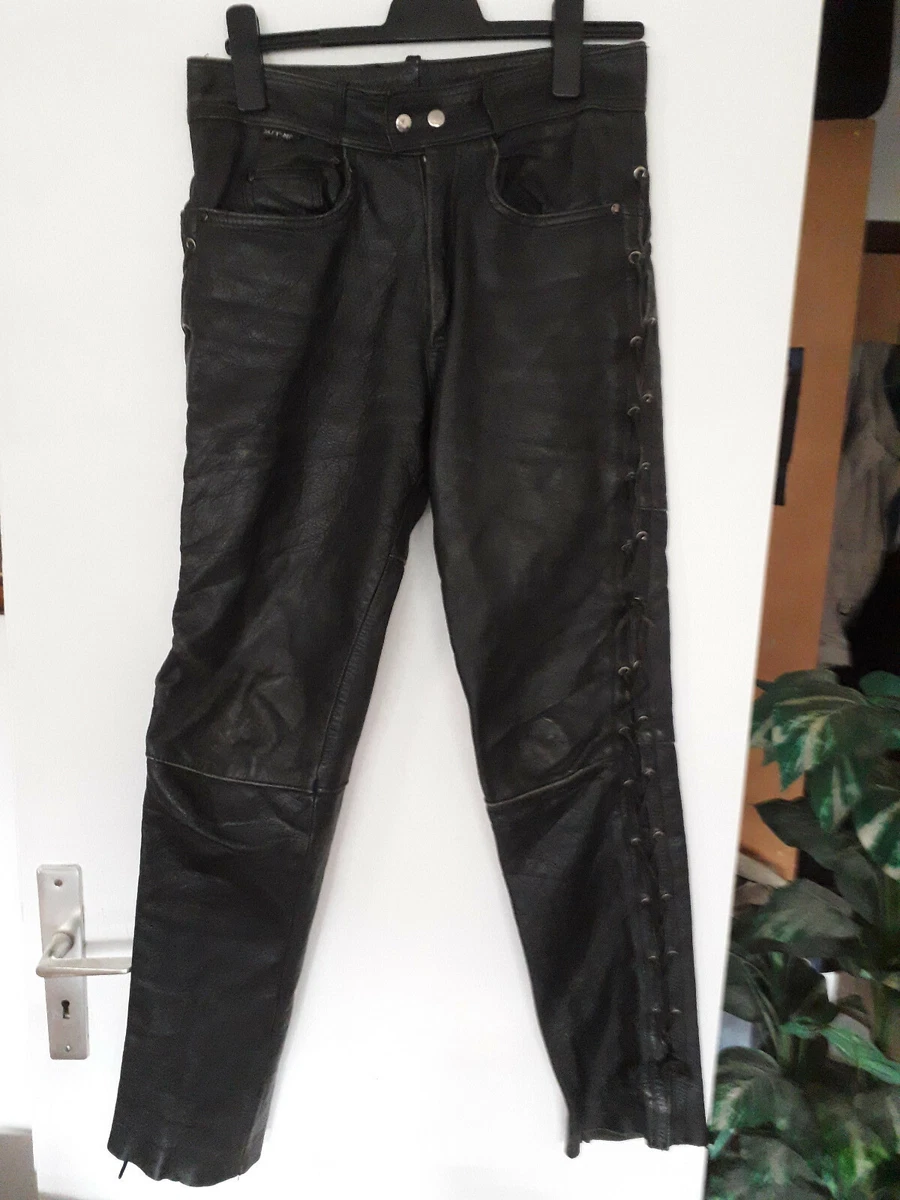 Pantalon moto cuir a lacets Homme