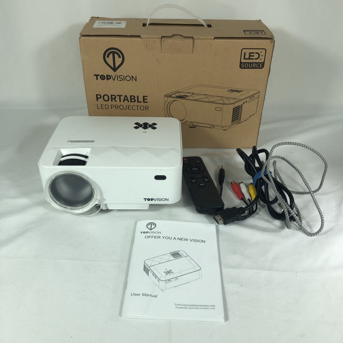 TopVision T21 Portable LED Projector-White-Missing Power Cable 