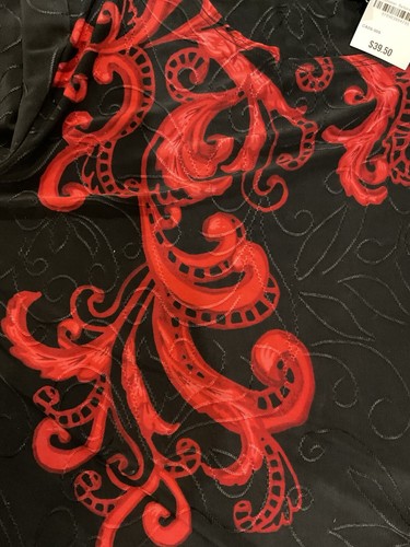 HM Collection Women’s XL Dressy Black & Red 3/4” Sleeve Top NWT - Picture 10 of 12