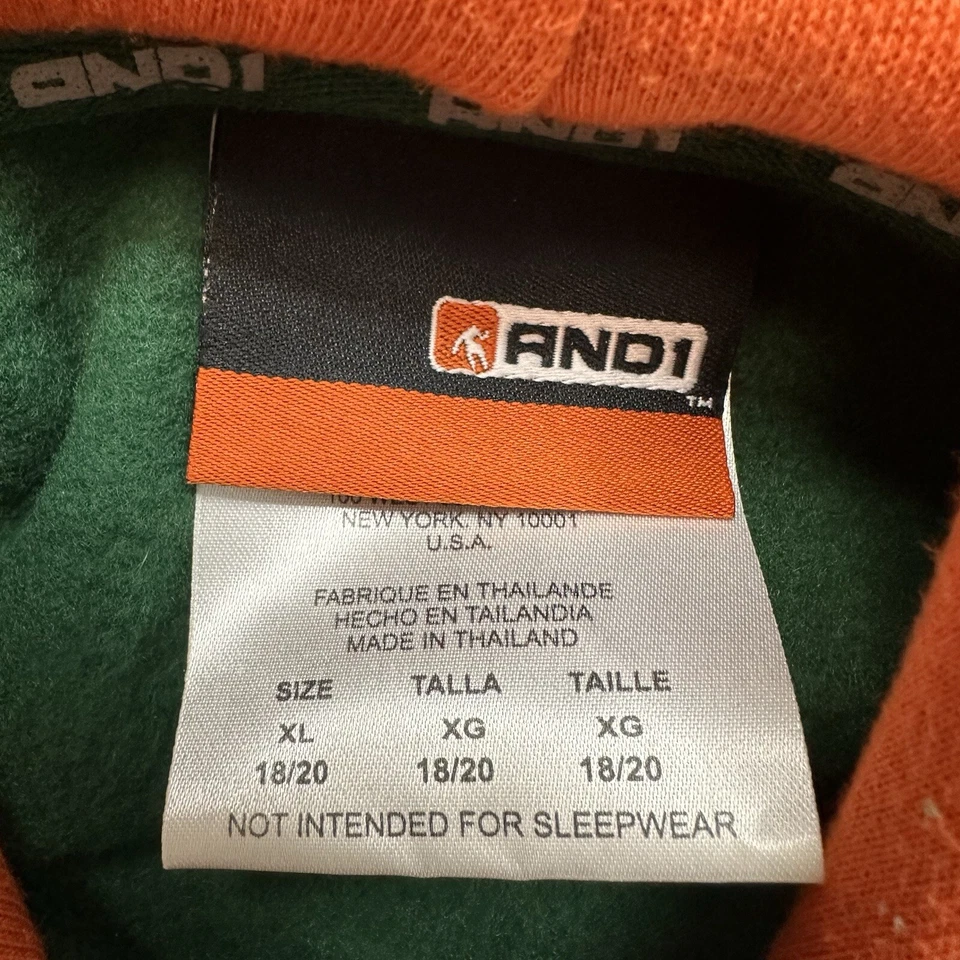 Sudadera con Capucha Vintage AND1 Para Hombre Mediana Verde Baloncesto Años 90 Y2K Bordada Foto 3 de 4