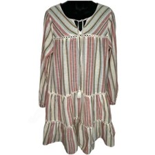 Caslon Lalita Striped Tiered Boho Dress Size Medium