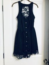 Nasty Gal ~ Rose Lace Mini Dress Black LBD Boho Bloggers Festival Small