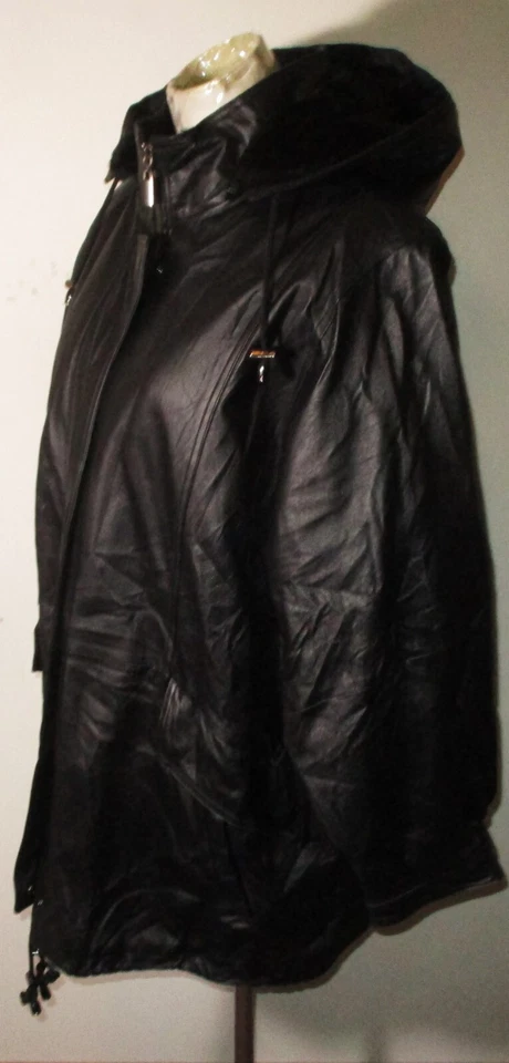 Chaqueta con Capucha Cuero Croft & Barrow Negra Todo el Año 100% Cuero Talla 1X Nueva Sin Etiquetas Foto 4 de 4