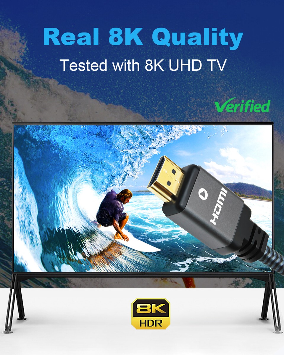 Silkland Cavo HDMI ARC/eARC 8K 2.1 per soundbar da 1,8 m, 8K a 60Hz, 4K a 120Hz, cavo HDMI ad