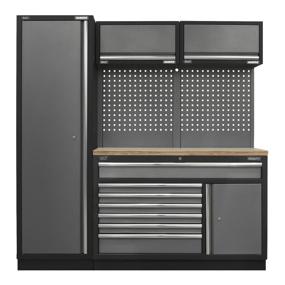 Sealey Superline Pro 1.96m Storage System - Pressed Wood Worktop Garage Works...