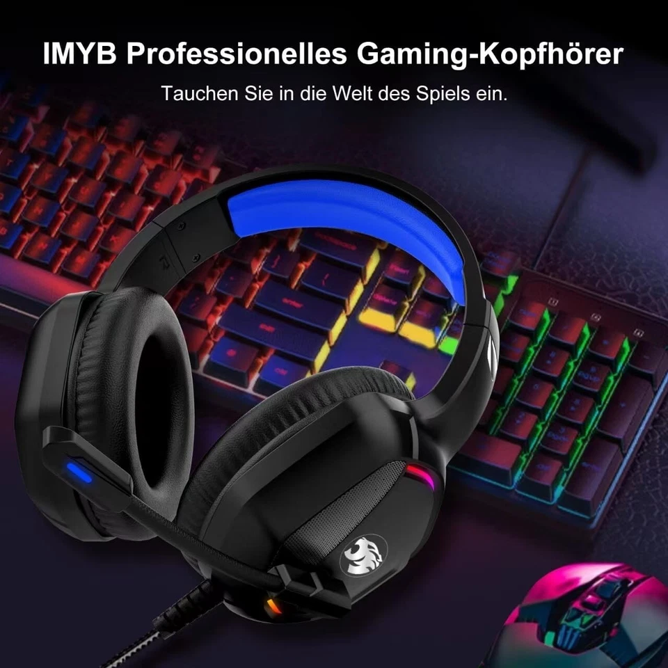 Gaming Headset für PS4 PS5 PC, PS4 Headset mit Mikrofon 3D Surround Sound Kopfhö - Bild 2 von 4