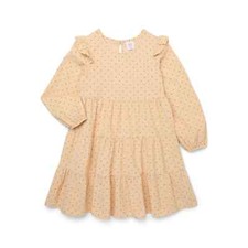 Wonder Nation Fit  Flare Dress Girls 7-8 Beige Cord Ruffle Long Sleeves Cotton