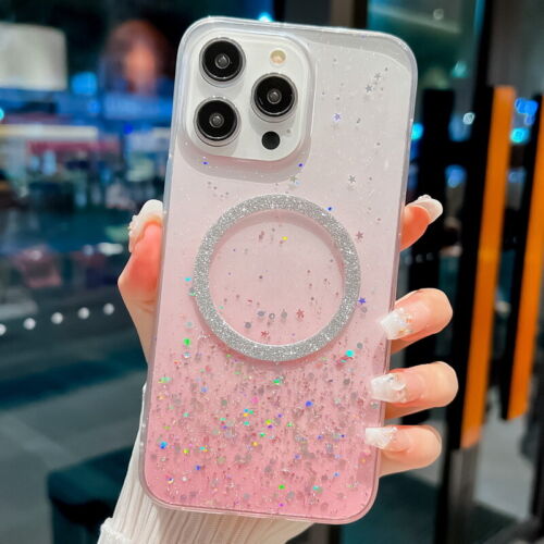 Glitter Gradient Shockproof Magsafe Case For iPhone 15 Pro Max 14 13 12 11 Cover - Zdjęcie 10 z 18