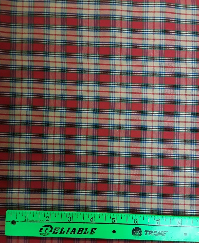 BTYx45" 65% Poli 35% Algodón; Tartán; Rojo, Verde, Azul, Amarillo, Blanco, Tostado Cuadros Foto 2 de 2