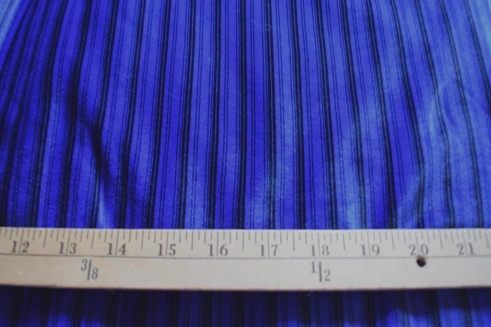 ROYAL  BLUE & BLACK STRIPES  VELOUR  POLYESTER FABRIC  2 WAY STRETCH   2.6 YARDS - Image 2 of 2