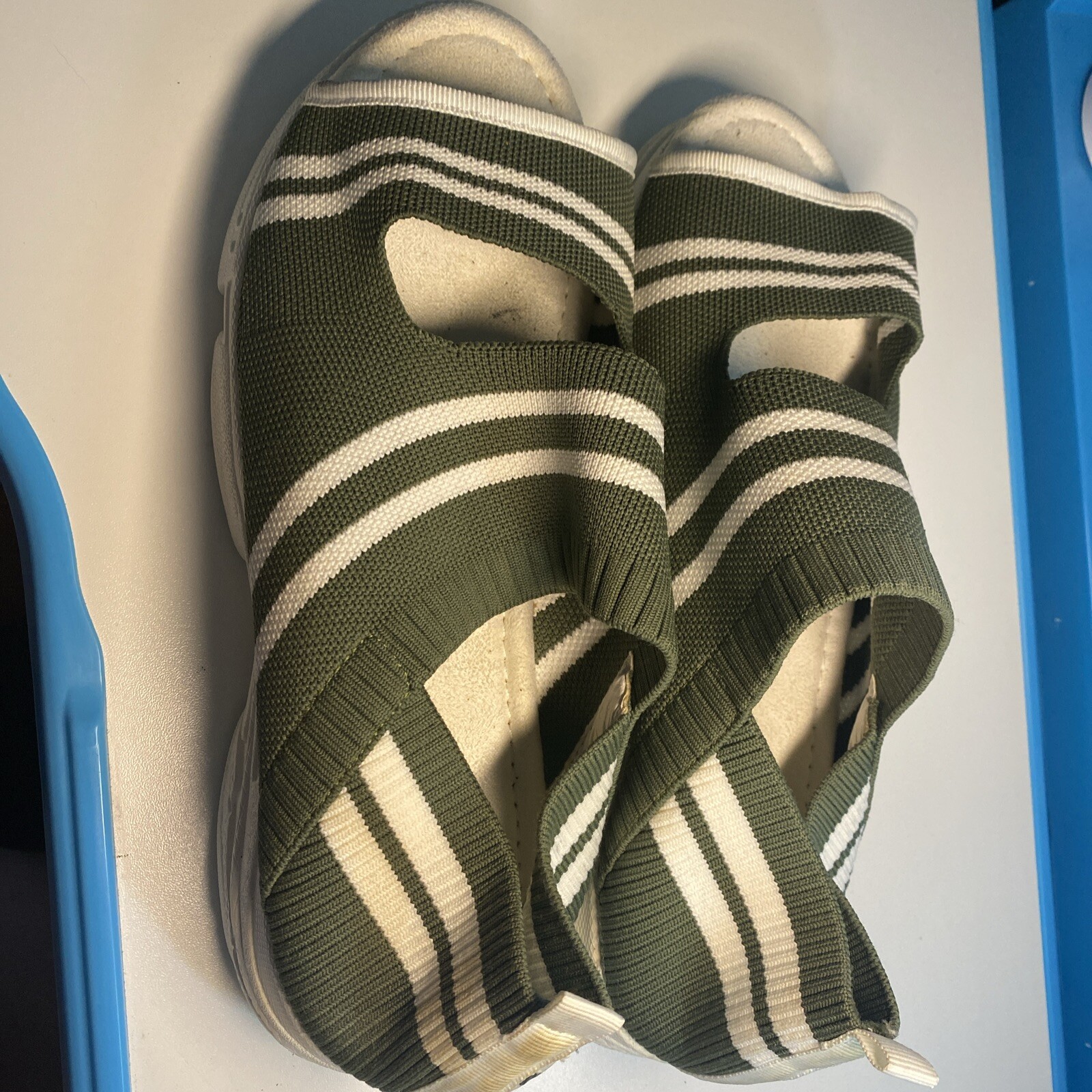 Women's Green Wedge Sandals Size 42 Comfort Summer Footwear-image